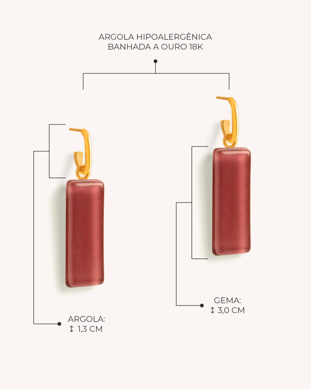 Argola Retângulo Uva – Banho Ouro 18K - Image 4