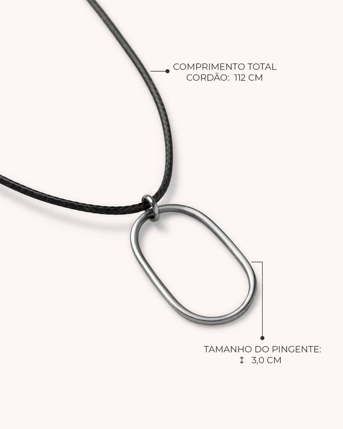 Colar Mini Elipse Cordão - Prata Vintage - Image 3