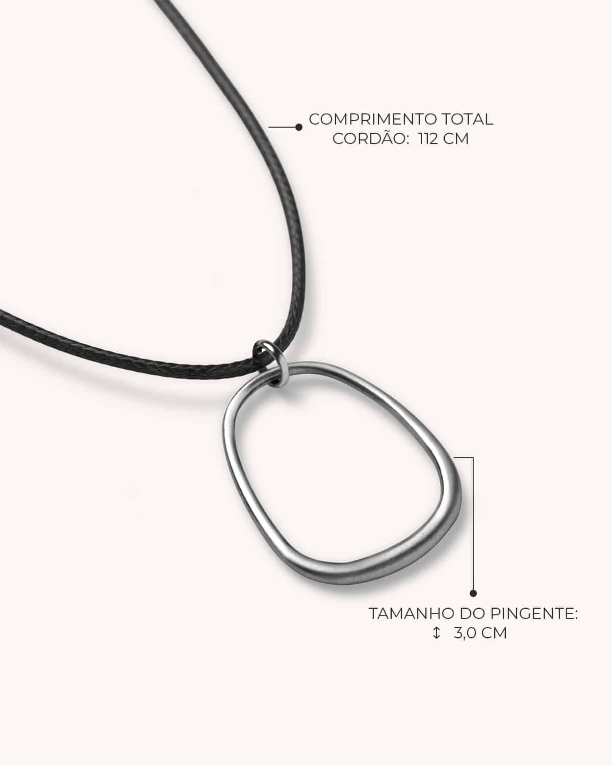 Colar Mini Trapézio Cordão - Prata Vintage - Image 3