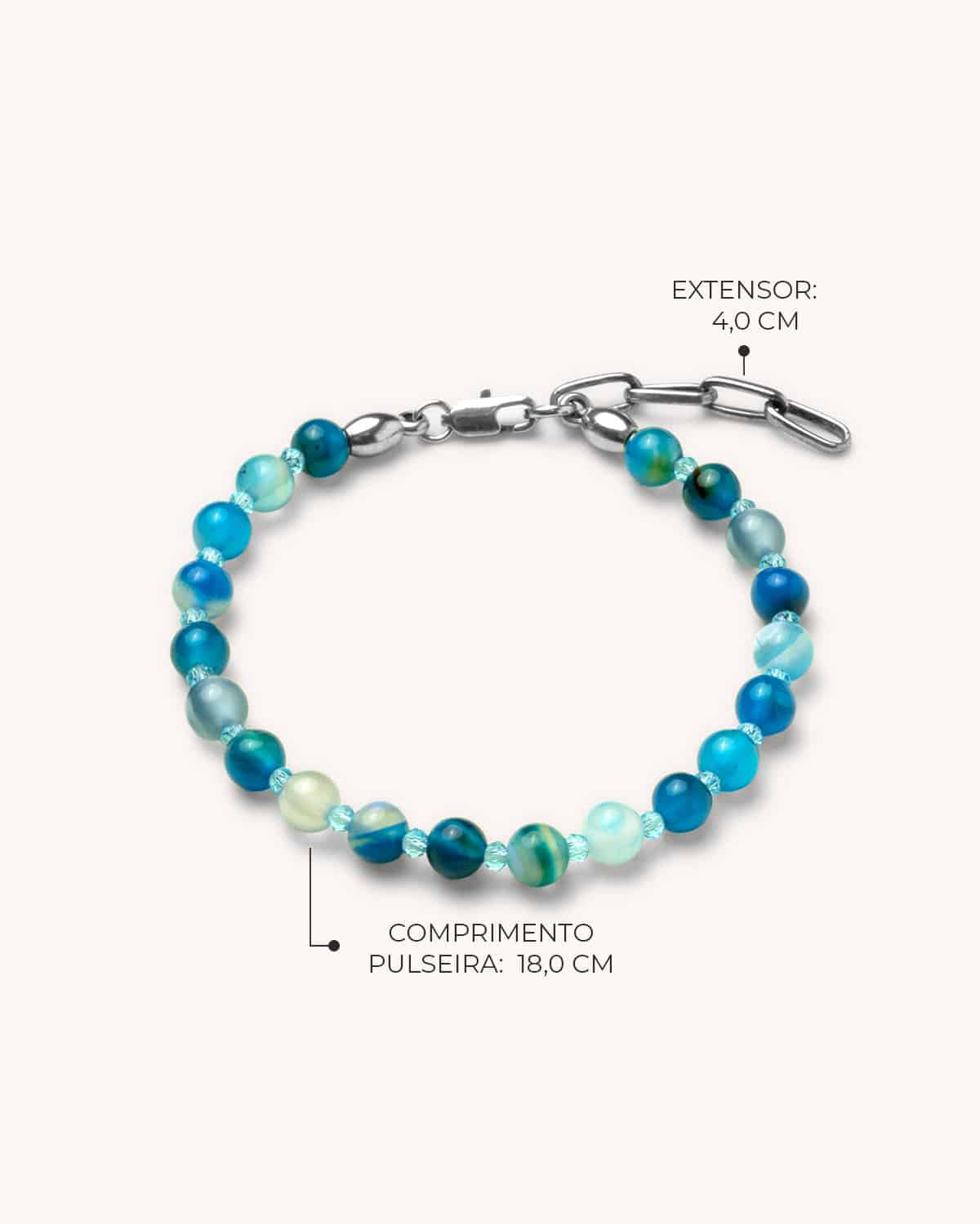 Pulseira Ágata Azul - Prata Vintage - Image 4