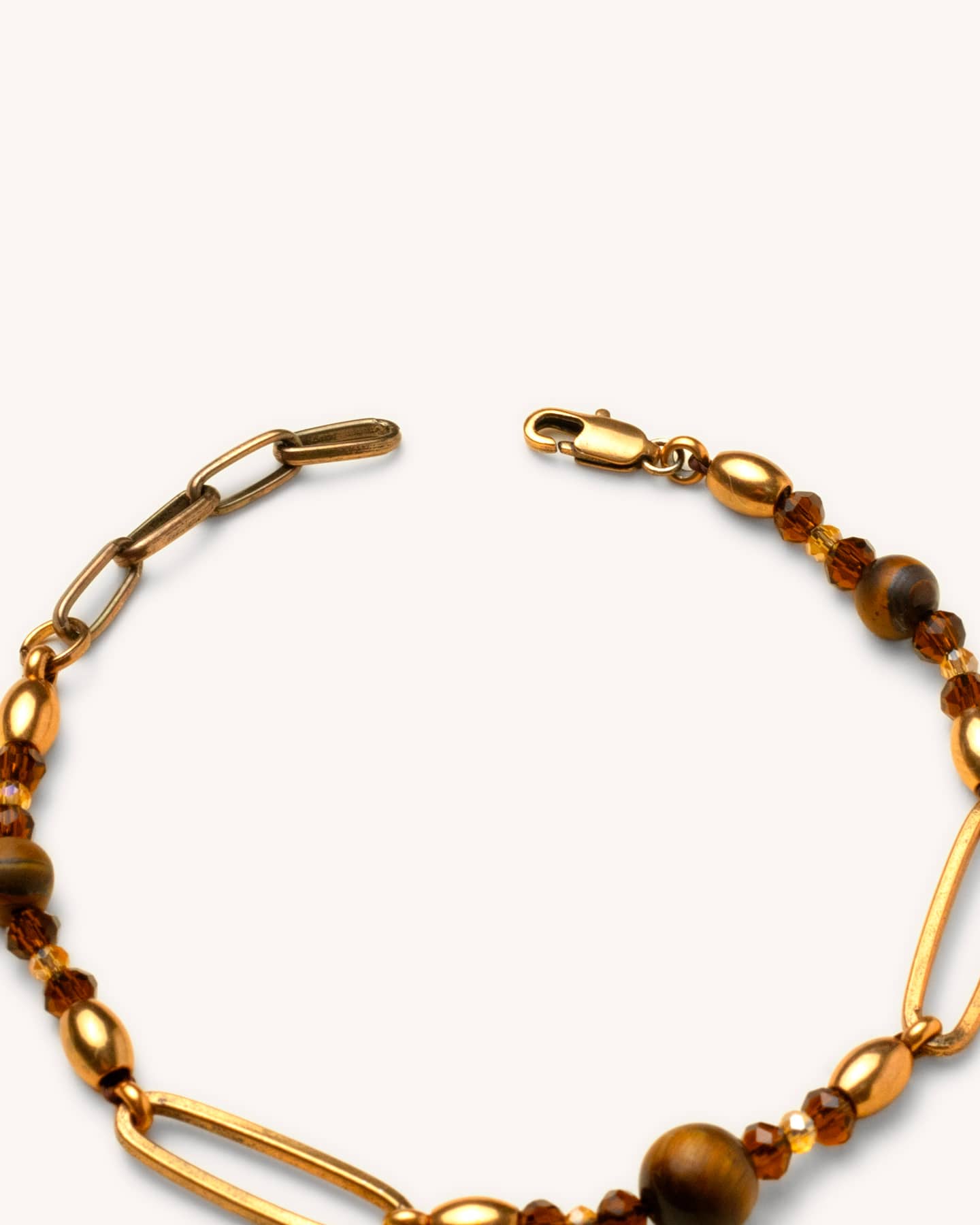 Pulseira Olho de Tigre e Corrente - Ouro Vintage 18K - Image 2