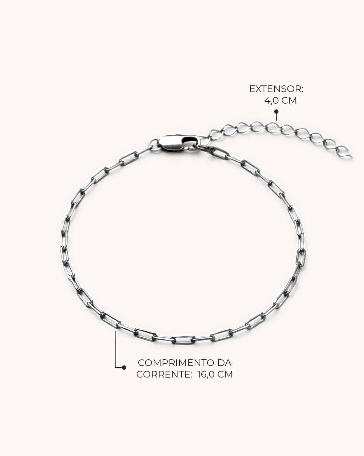 Pulseira Cadeado Fino - Prata Vintage - Image 2