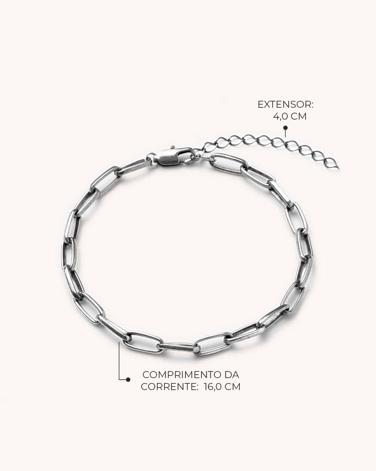 Pulseira Oval Fina - Prata Vintage - Image 2