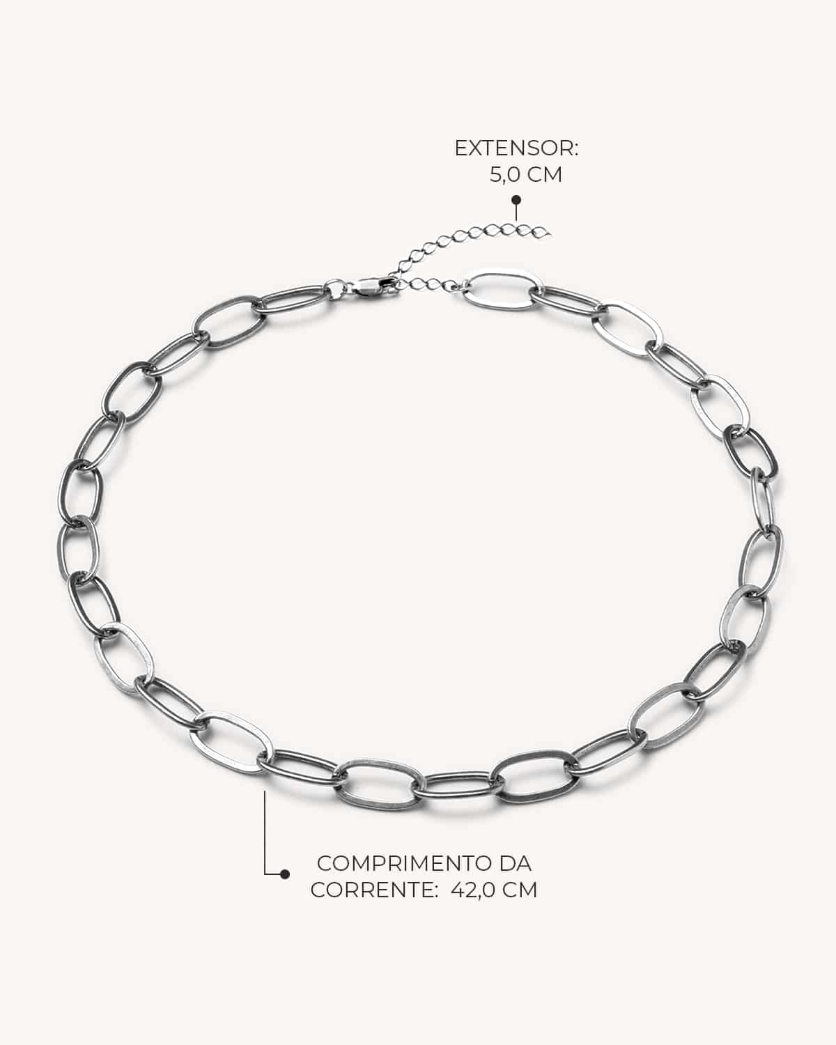 Corrente Oval 42 - Prata Vintage - Image 2