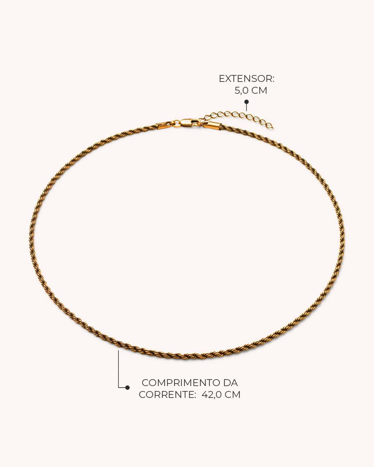 Corrente Torcida 42 - Ouro Vintage 18K - Image 3