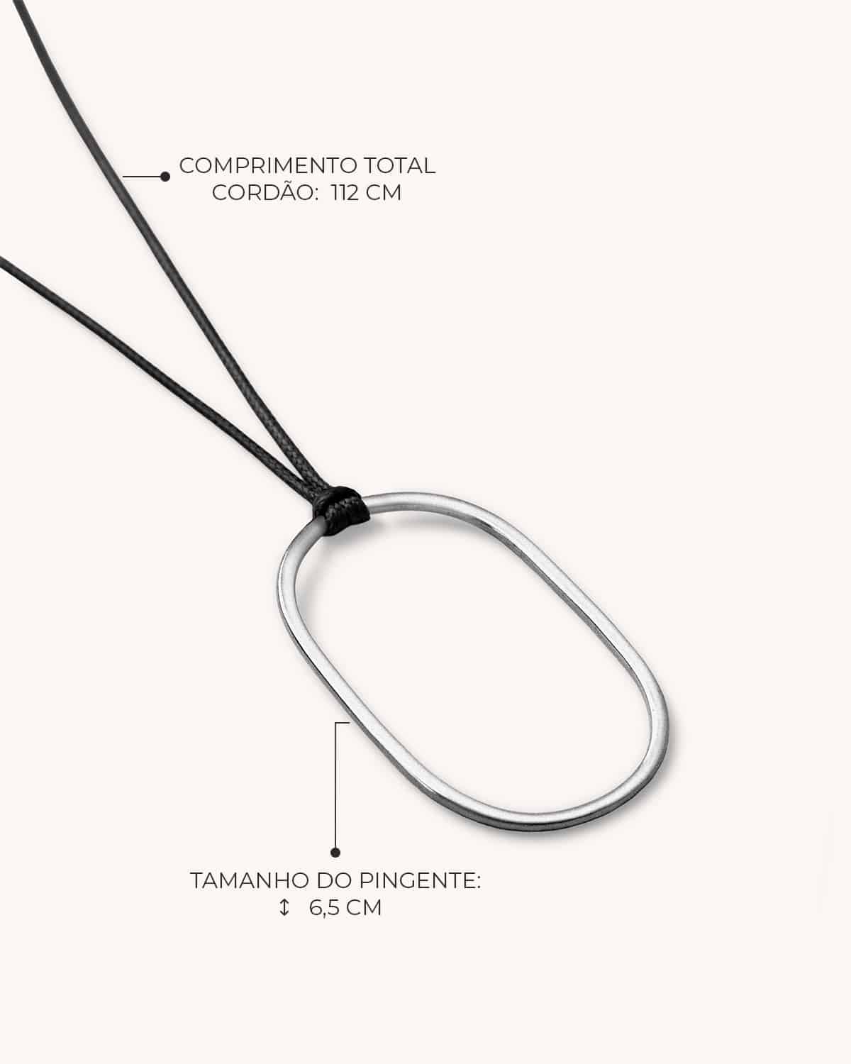 Colar Elipse Cordão - Prata Vintage - Image 3