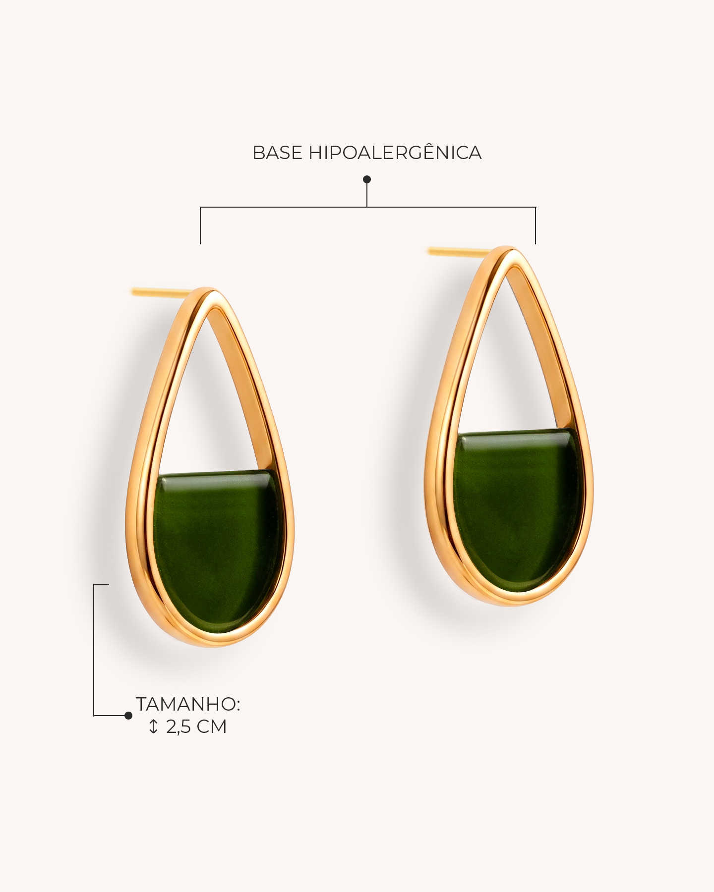 Brinco Gota Verde - Ouro 18K - Image 3
