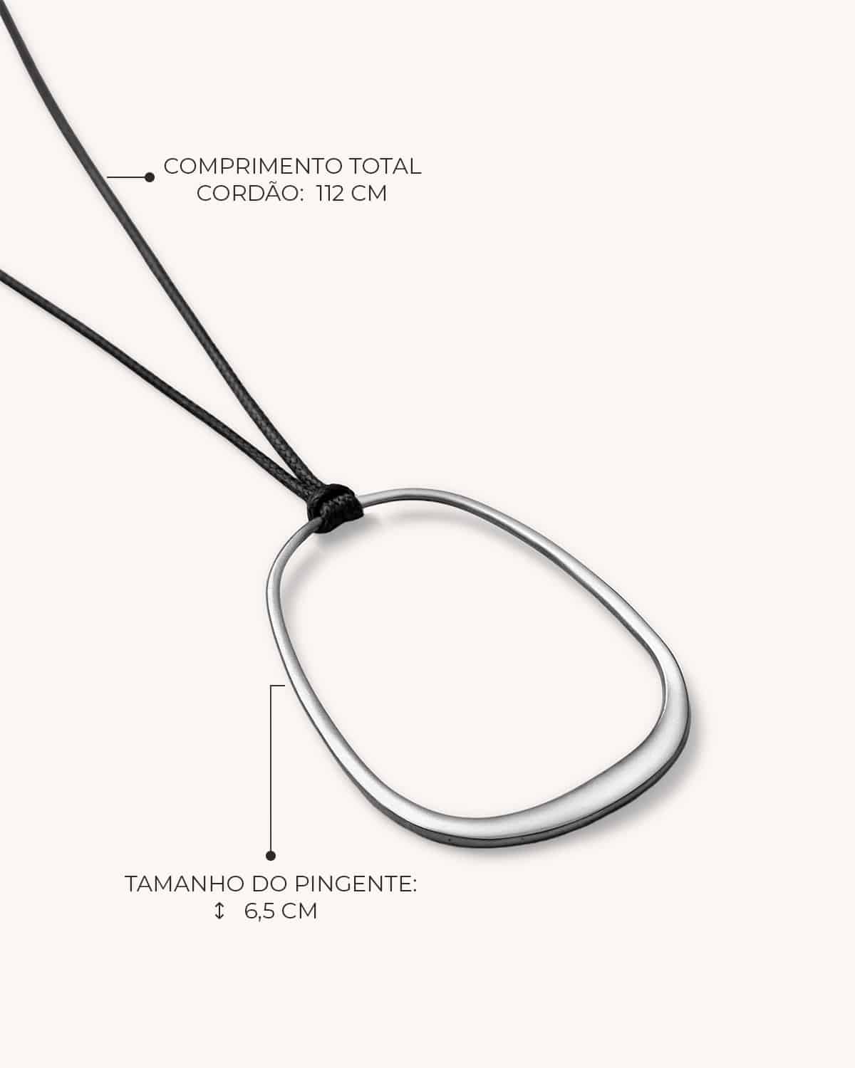 Colar Trapézio Cordão - Prata Vintage - Image 3