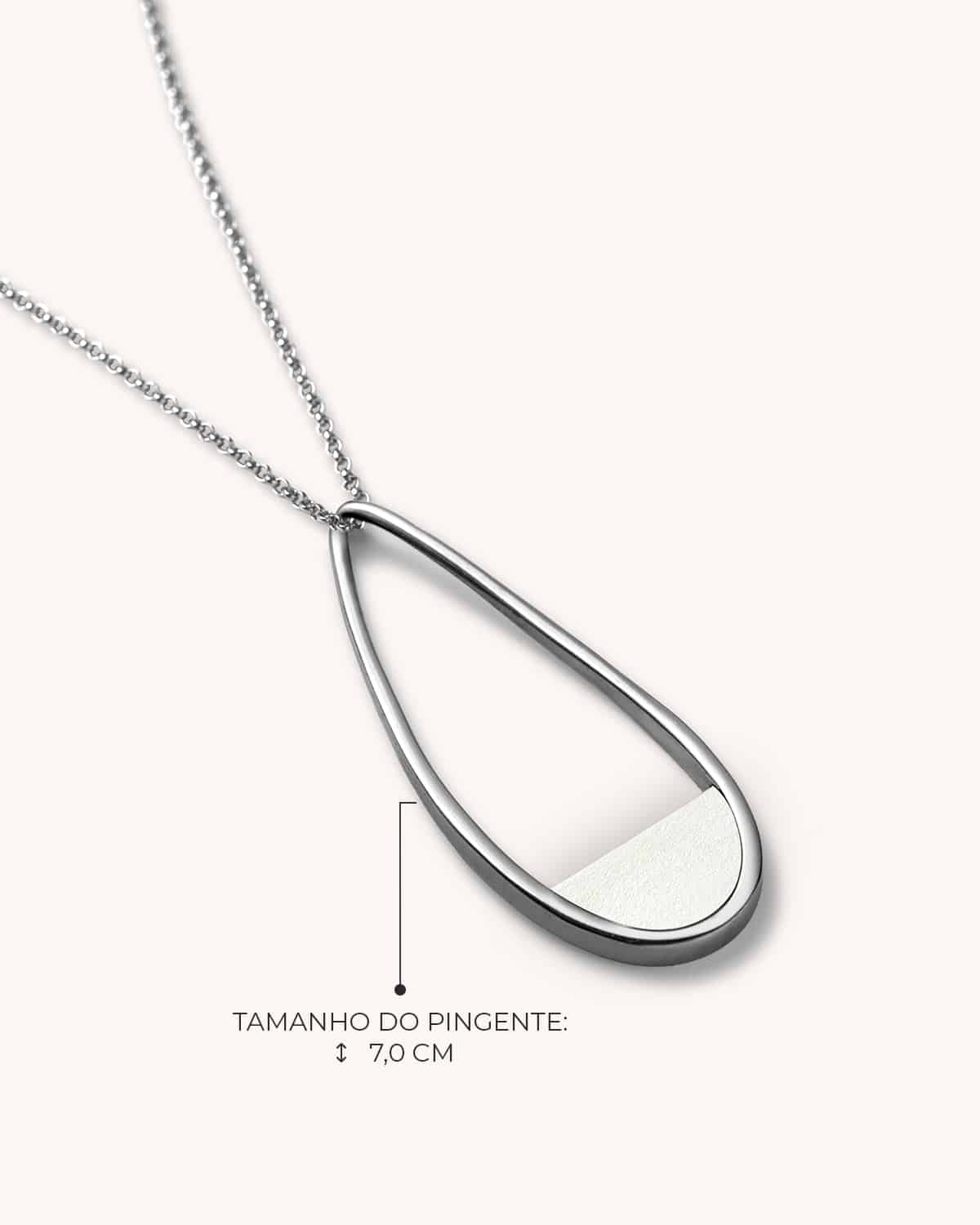 Colar Gota Pérola Corrente - Prata Vintage - Image 3