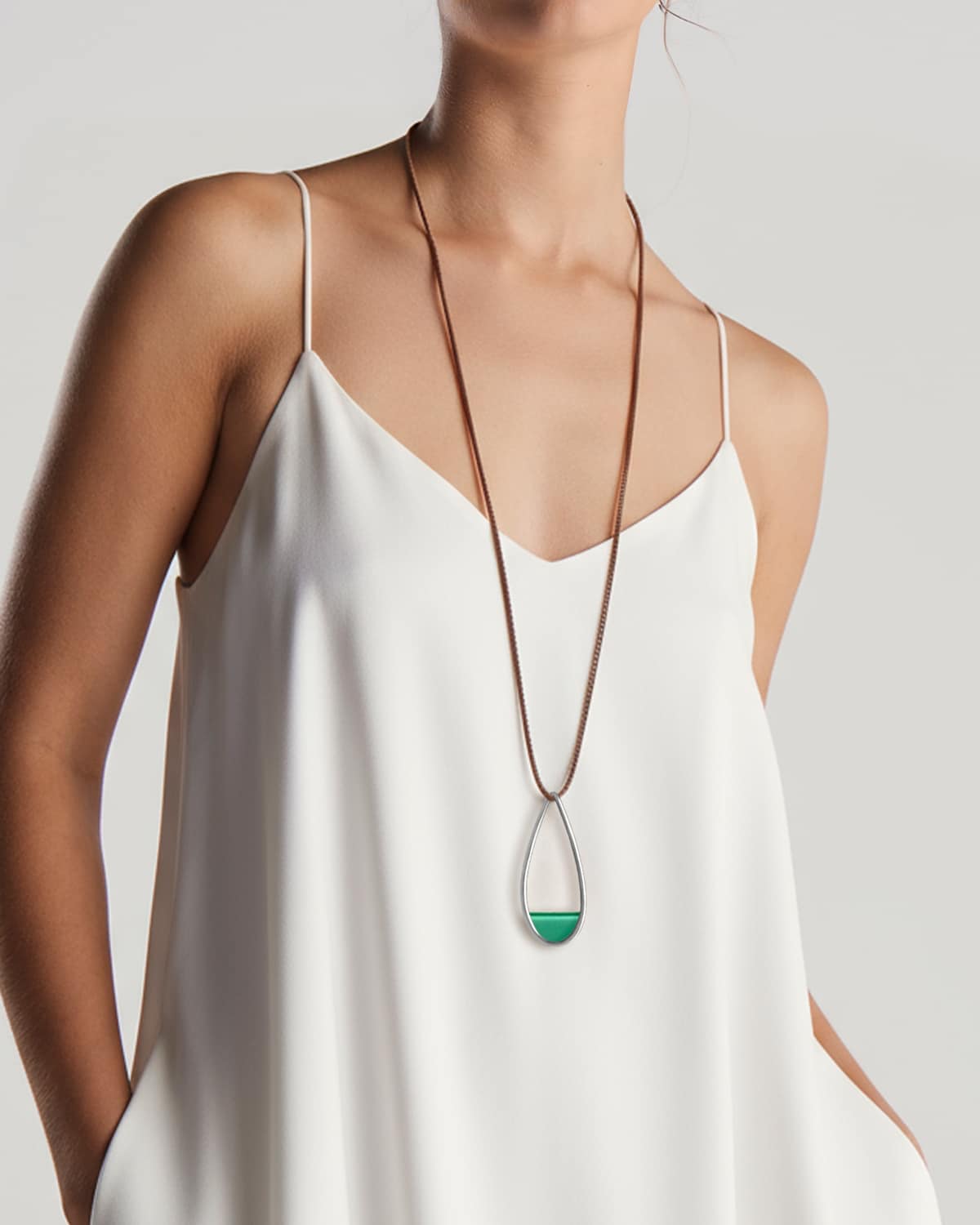 Colar Gota Verde Água - Prata Vintage - Image 2