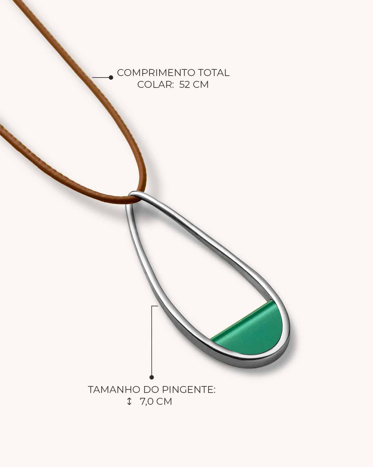 Colar Gota Verde Água - Prata Vintage - Image 3