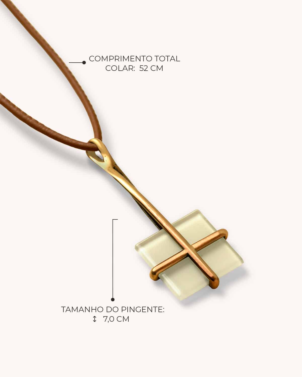 Colar Cruz Bege - Ouro Vintage 18K - Image 3