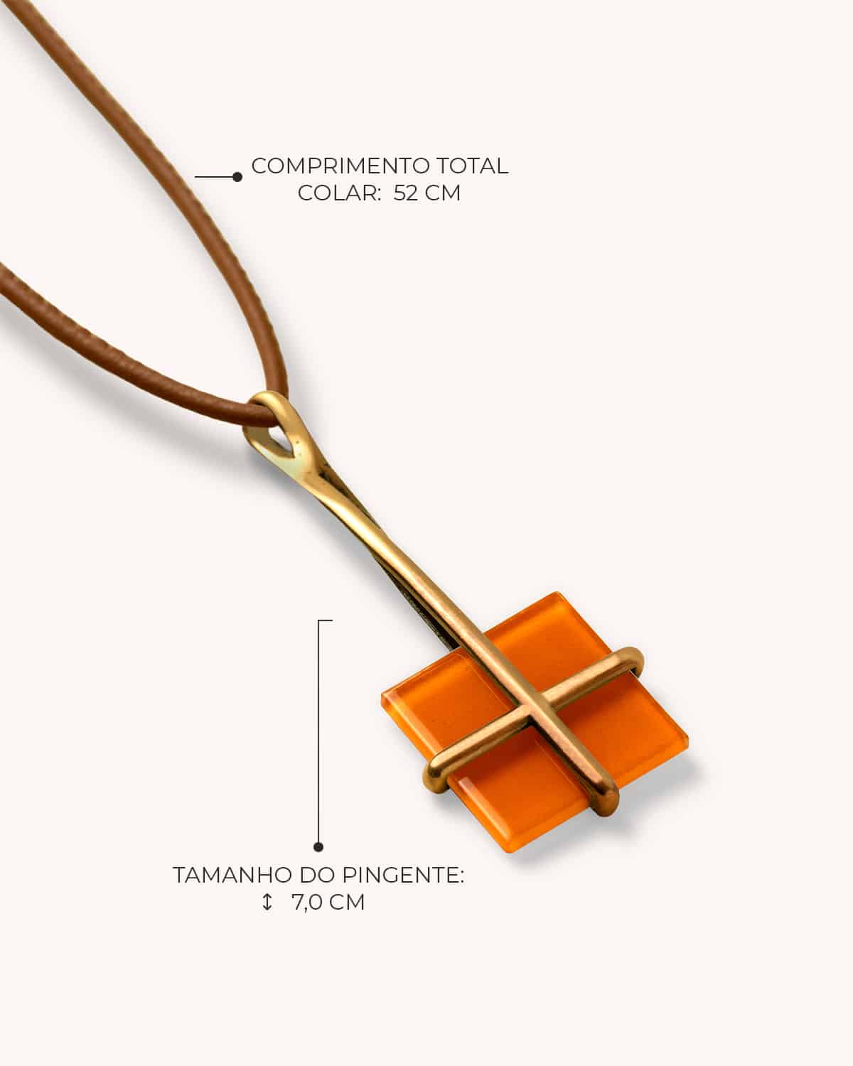 Colar Cruz Laranja - Ouro Vintage 18K - Image 3
