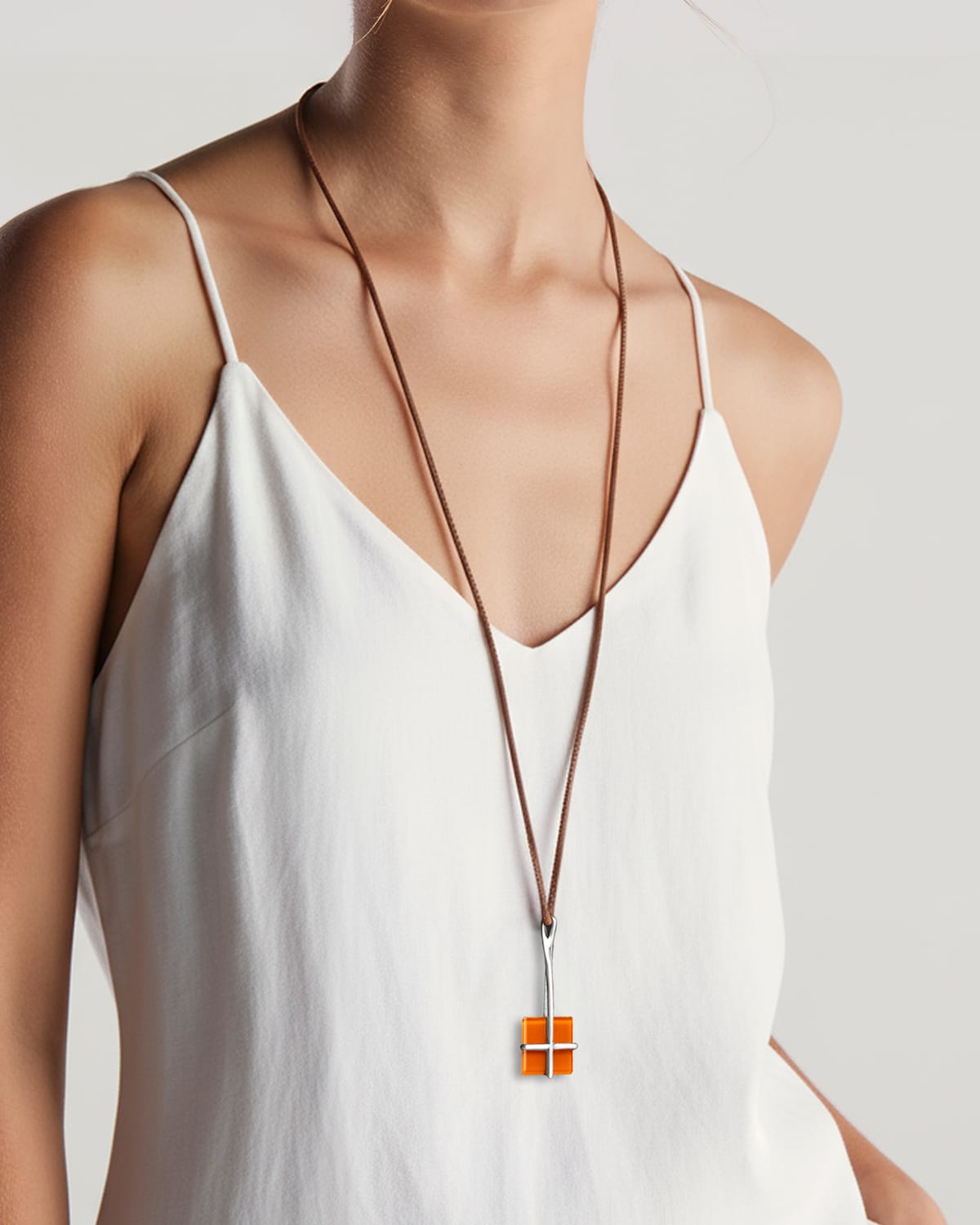 Colar Cruz Laranja - Prata Vintage - Image 2