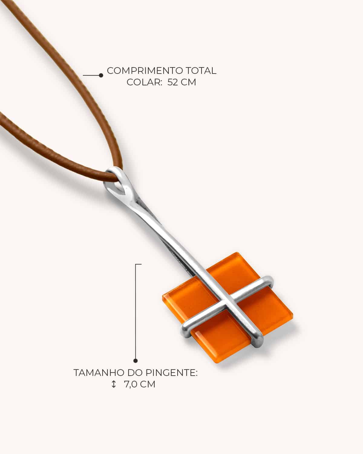 Colar Cruz Laranja - Prata Vintage - Image 3