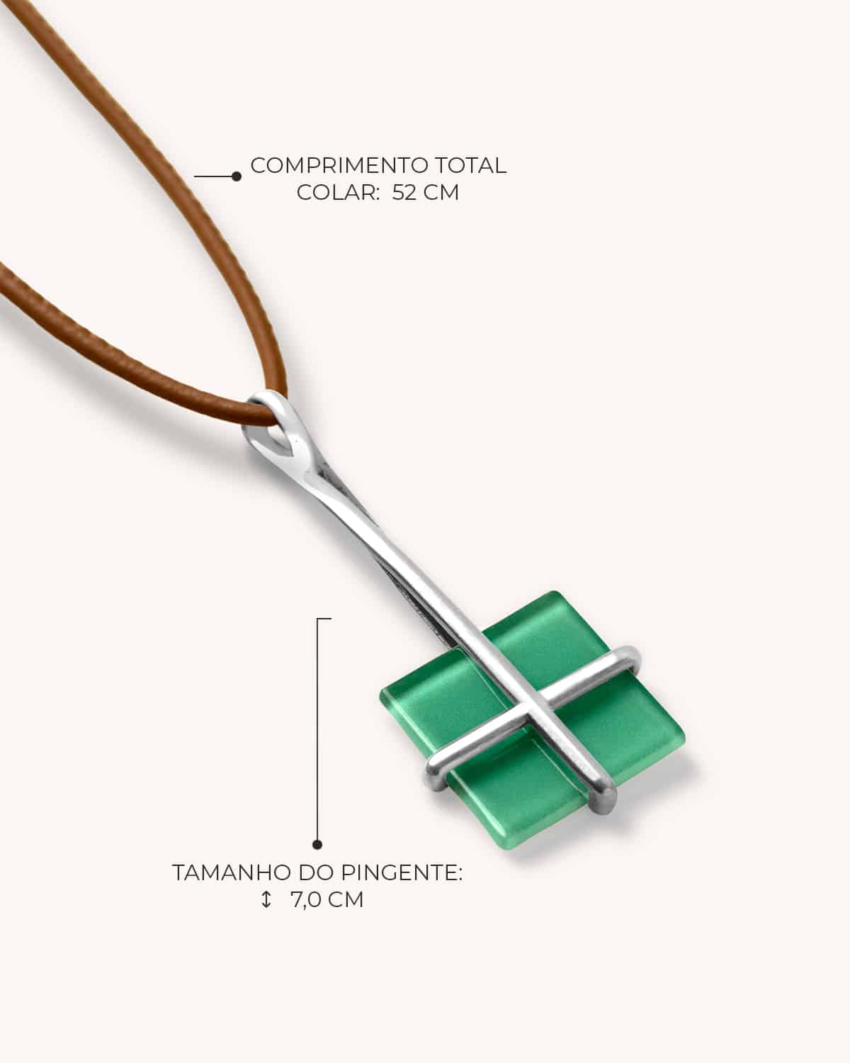 Colar Cruz Verde Água - Prata Vintage - Image 3