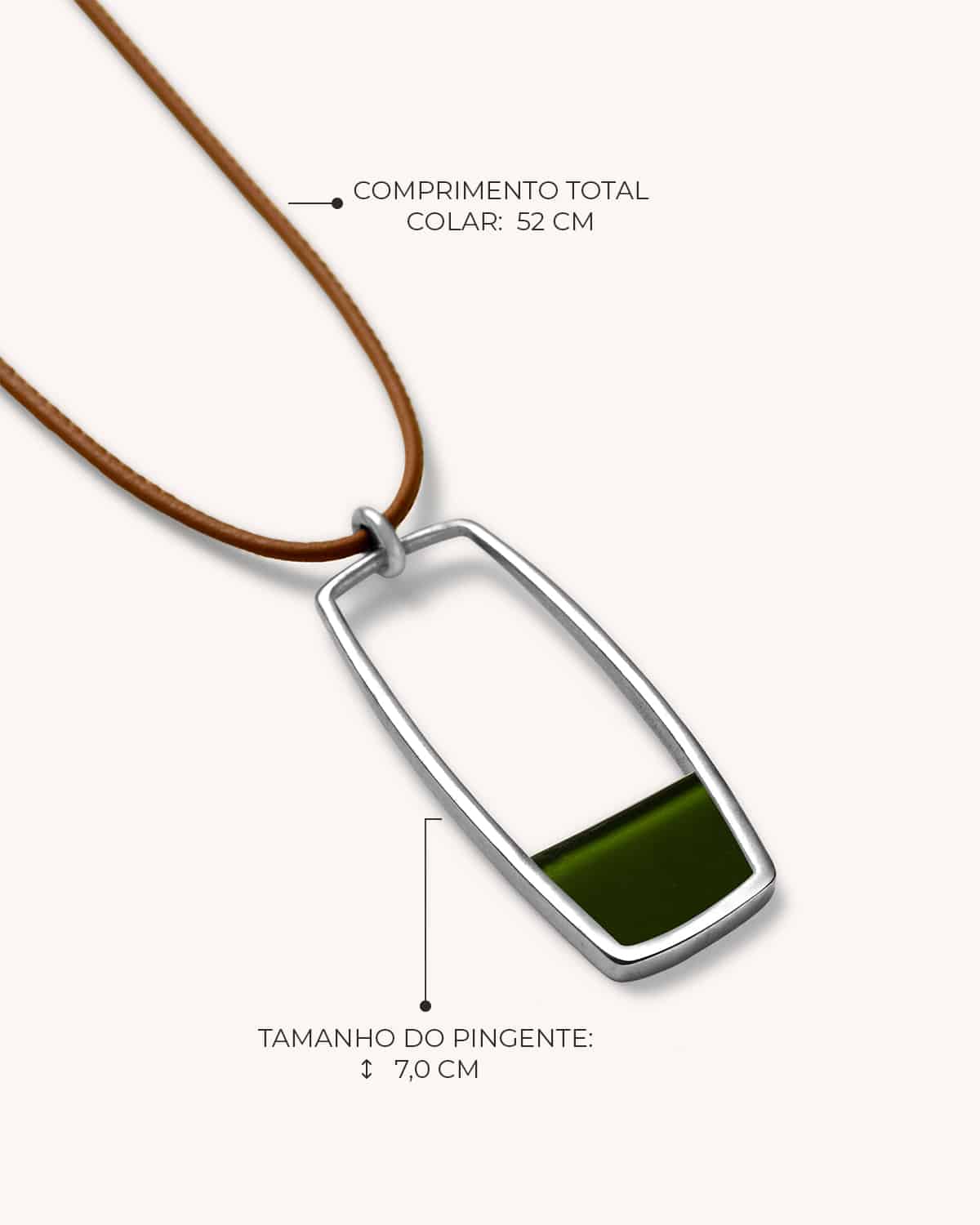 Colar Prisma Verde - Prata Vintage - Image 3