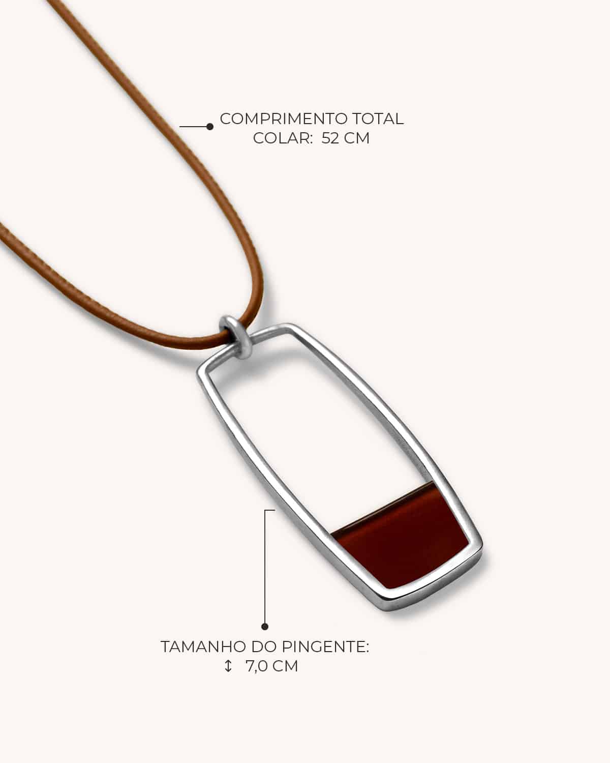 Colar Prisma Marrom - Prata Vintage - Image 3