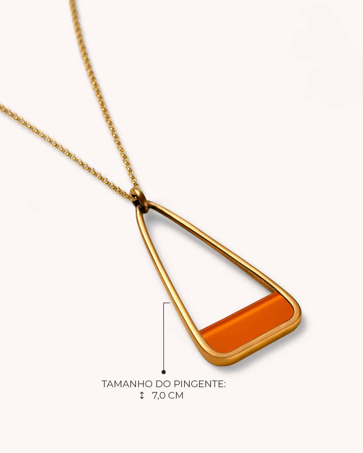 Colar Delta Laranja Corrente - Ouro Vintage 18K - Image 3