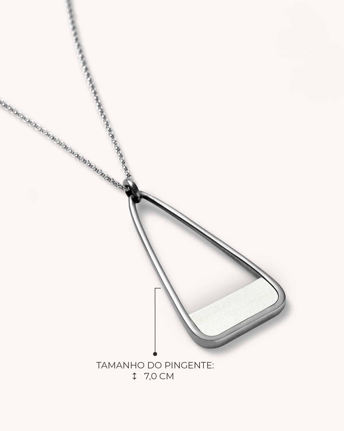 Colar Delta Pérola Corrente- Prata Vintage - Image 3