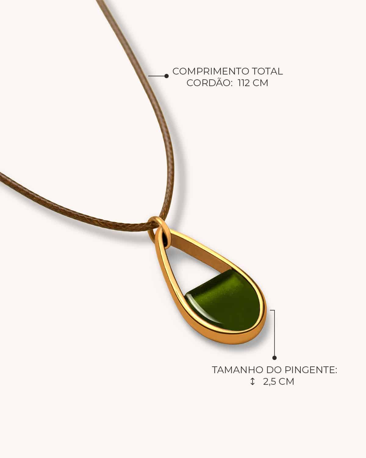 Colar Mini Gota Verde Cordão - Ouro Vintage 18K - Image 3