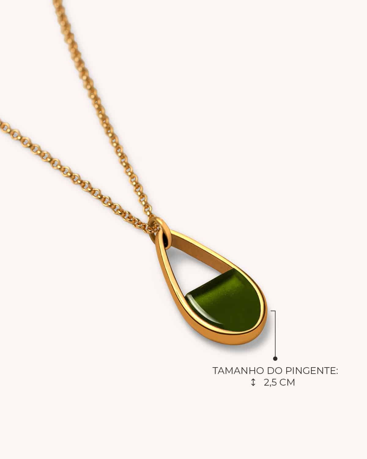 Colar Mini Gota Verde - Ouro Vintage 18K - Image 3