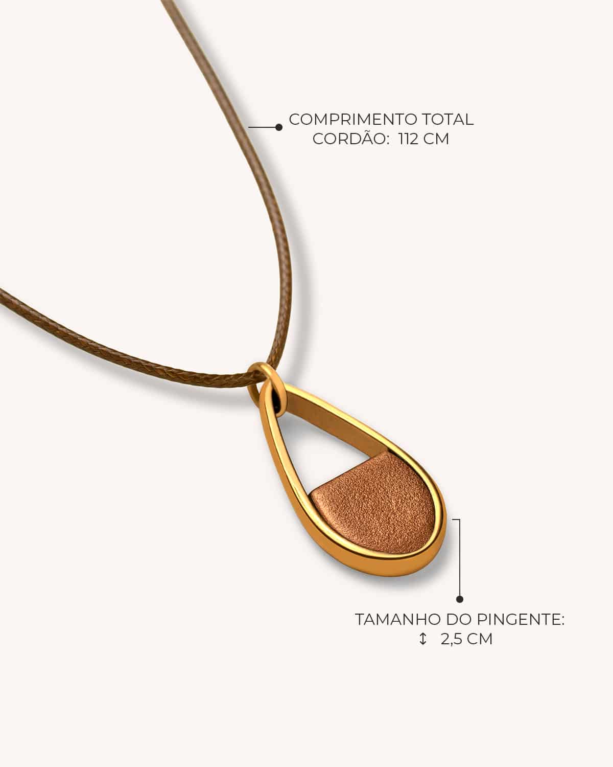 Colar Mini Gota Bronze Cordão - Ouro Vintage 18K - Image 3