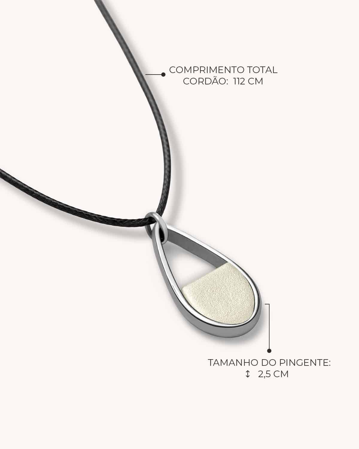 Colar Mini Gota Pérola Cordão - Prata Vintage - Image 3