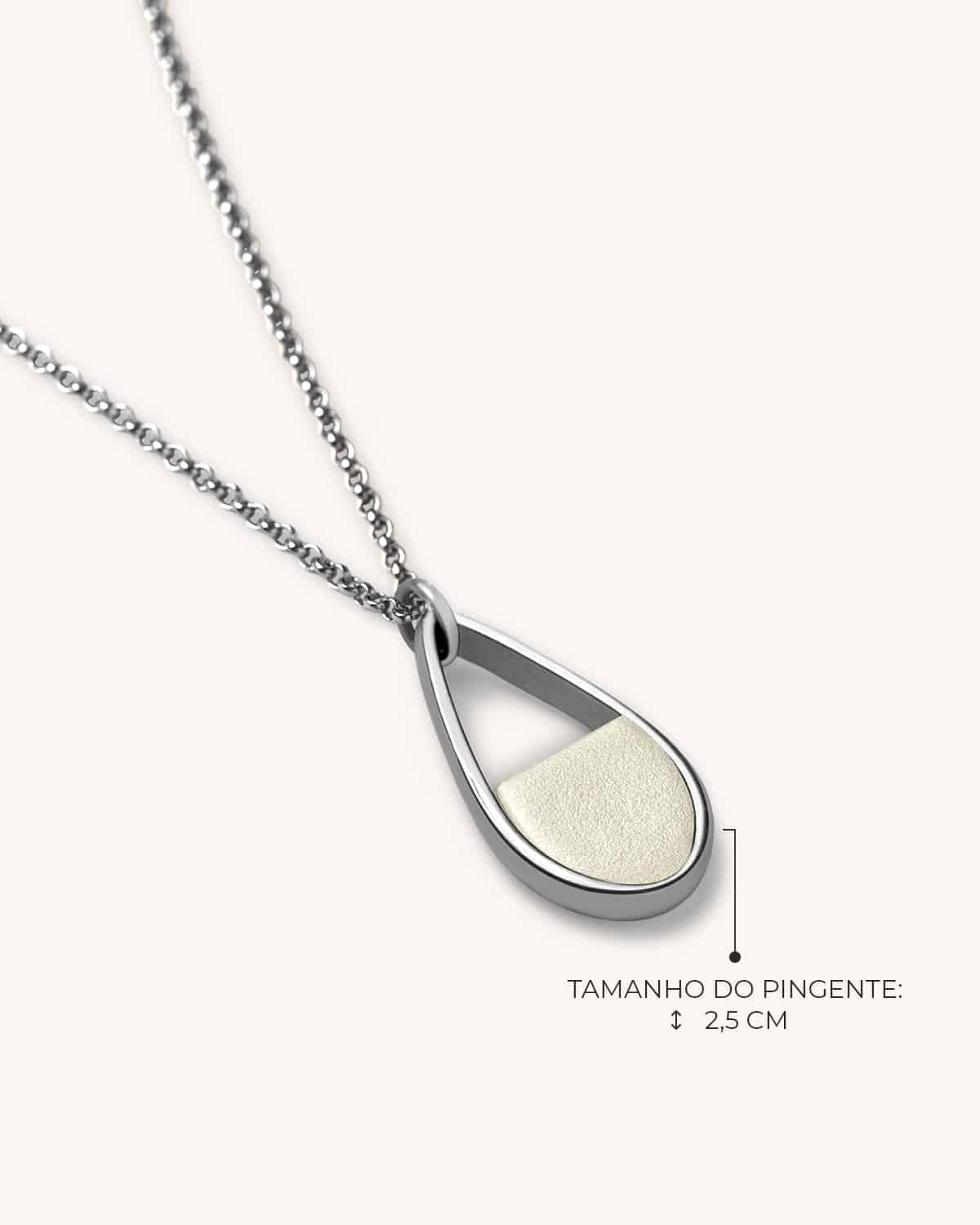 Colar Mini Gota Pérola - Prata Vintage - Image 3