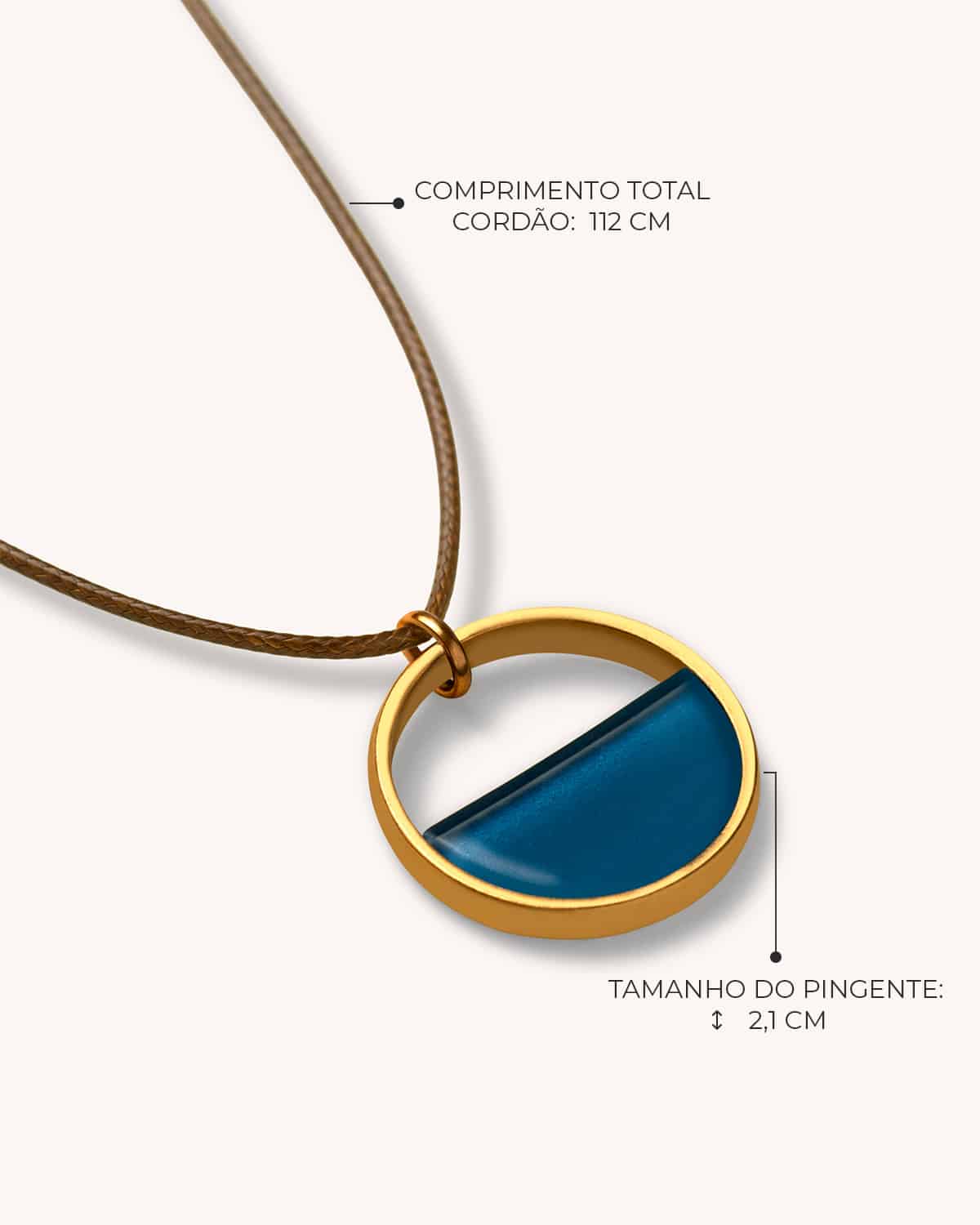 Colar Mini Aro Azul Cordão - Ouro Vintage 18K - Image 3