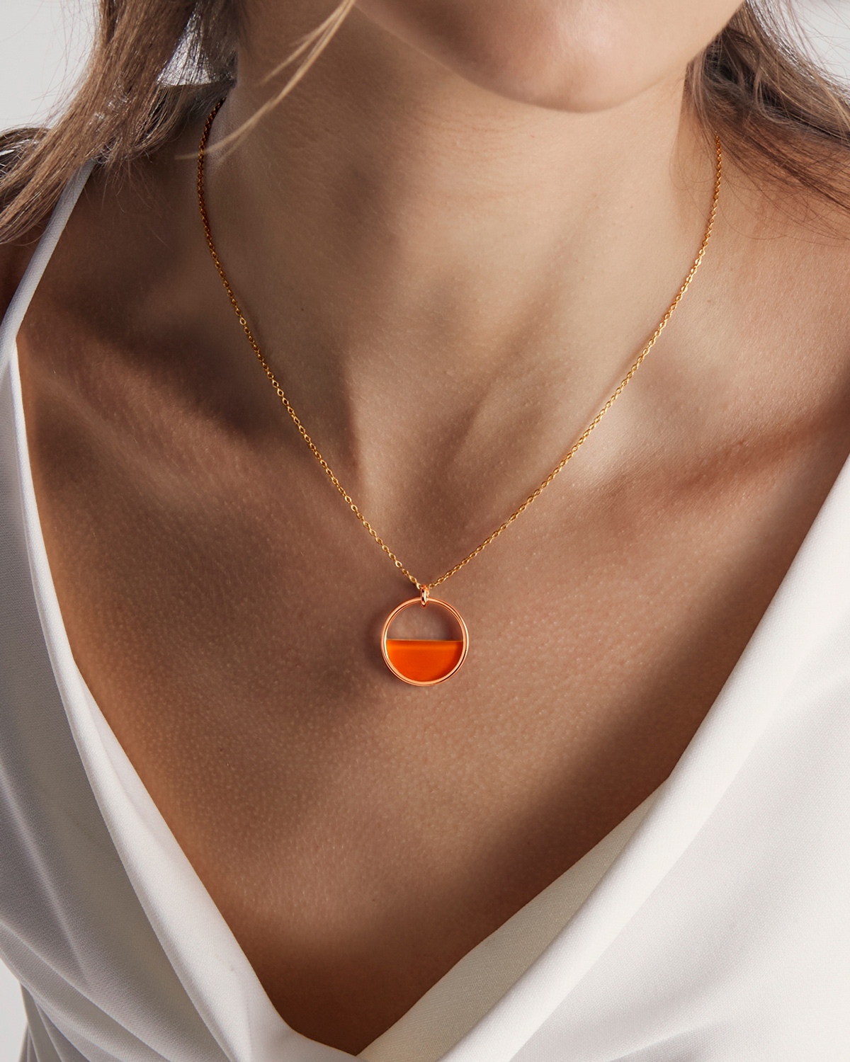 Colar Mini Aro Laranja - Ouro 18K - Image 2