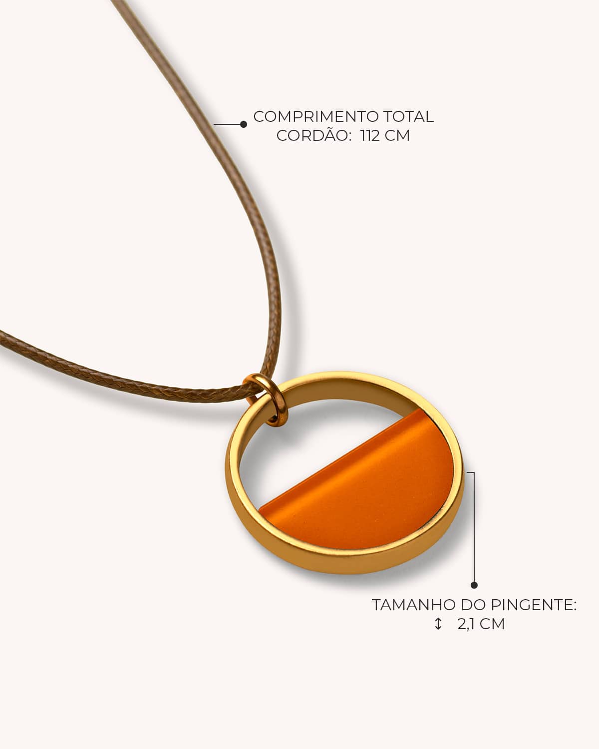 Colar Mini Aro Laranja Cordão - Ouro Vintage 18K - Image 3