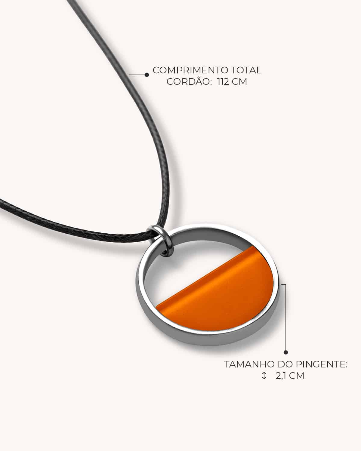 Colar Mini Aro Laranja Cordão - Prata Vintage - Image 3
