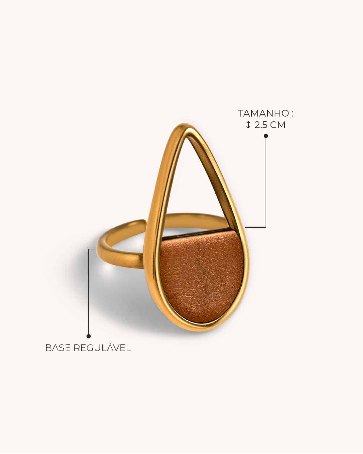 Anel Gota Bronze - Ouro Vintage 18K - Image 3