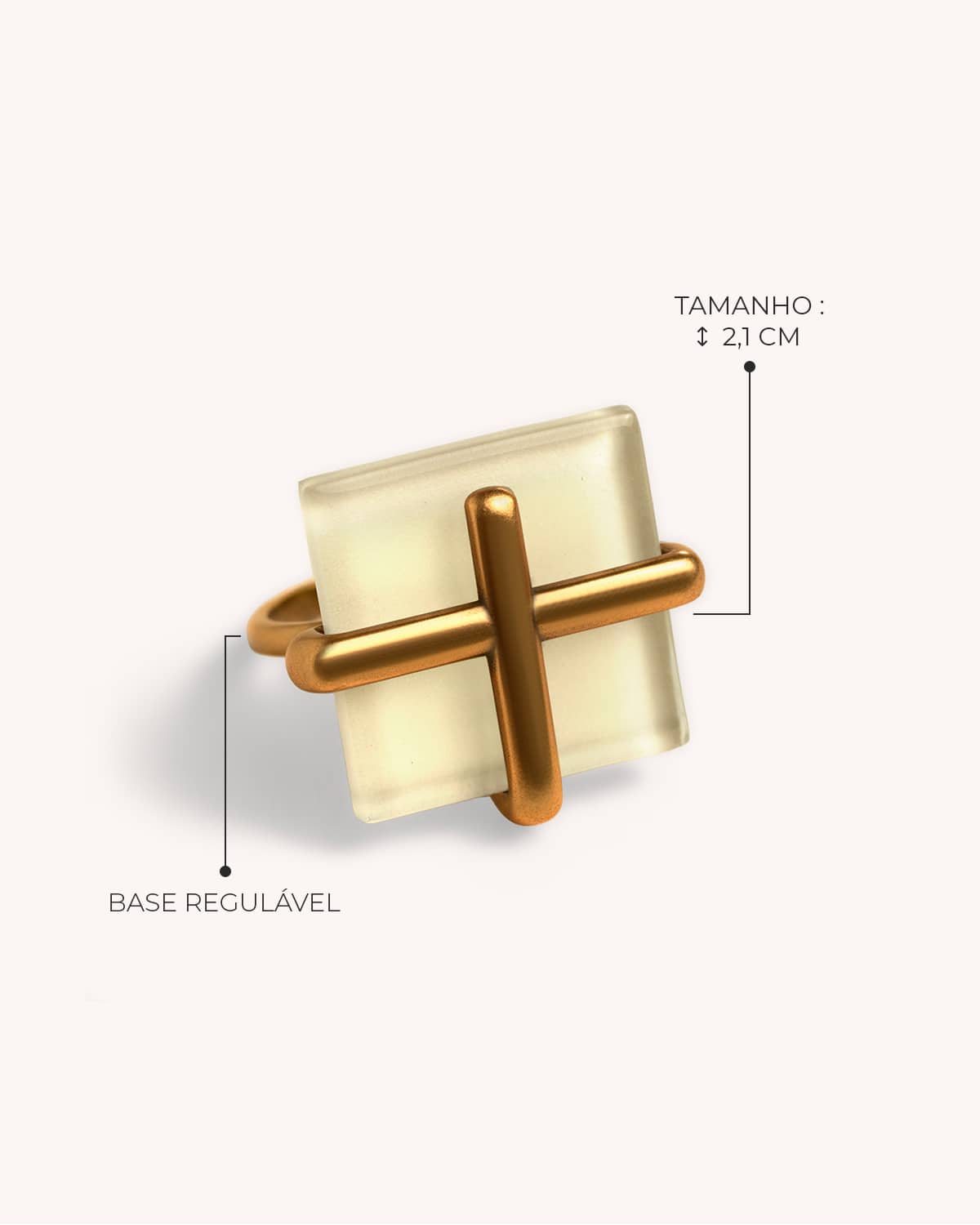 Anel Cruz Bege - Ouro Vintage 18K - Image 3