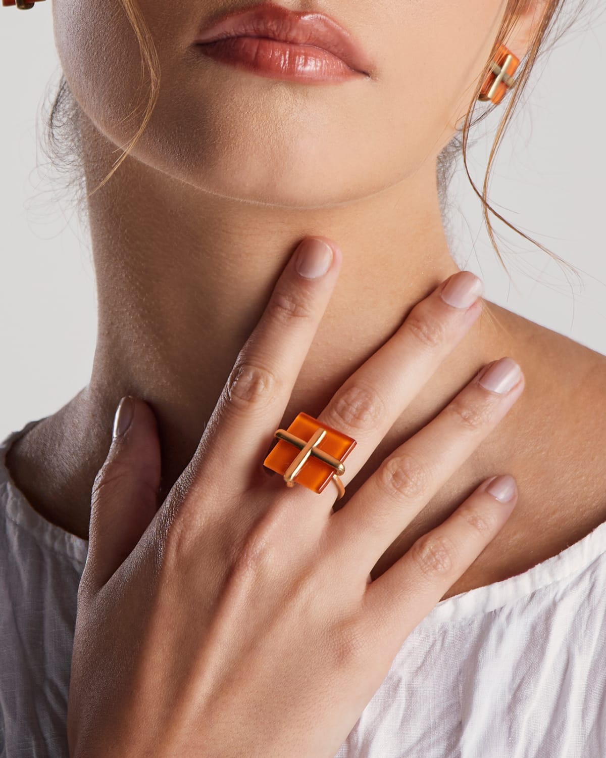 Anel Cruz Laranja - Ouro Vintage 18K - Image 2