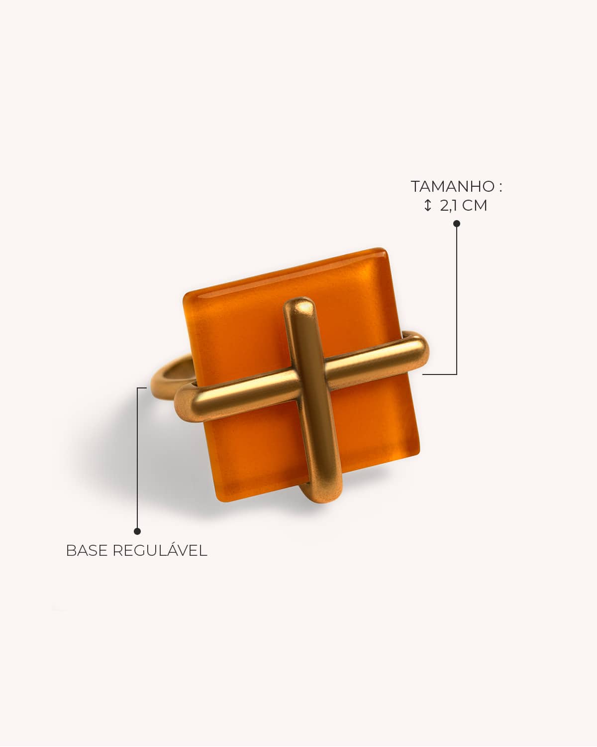 Anel Cruz Laranja - Ouro Vintage 18K - Image 3