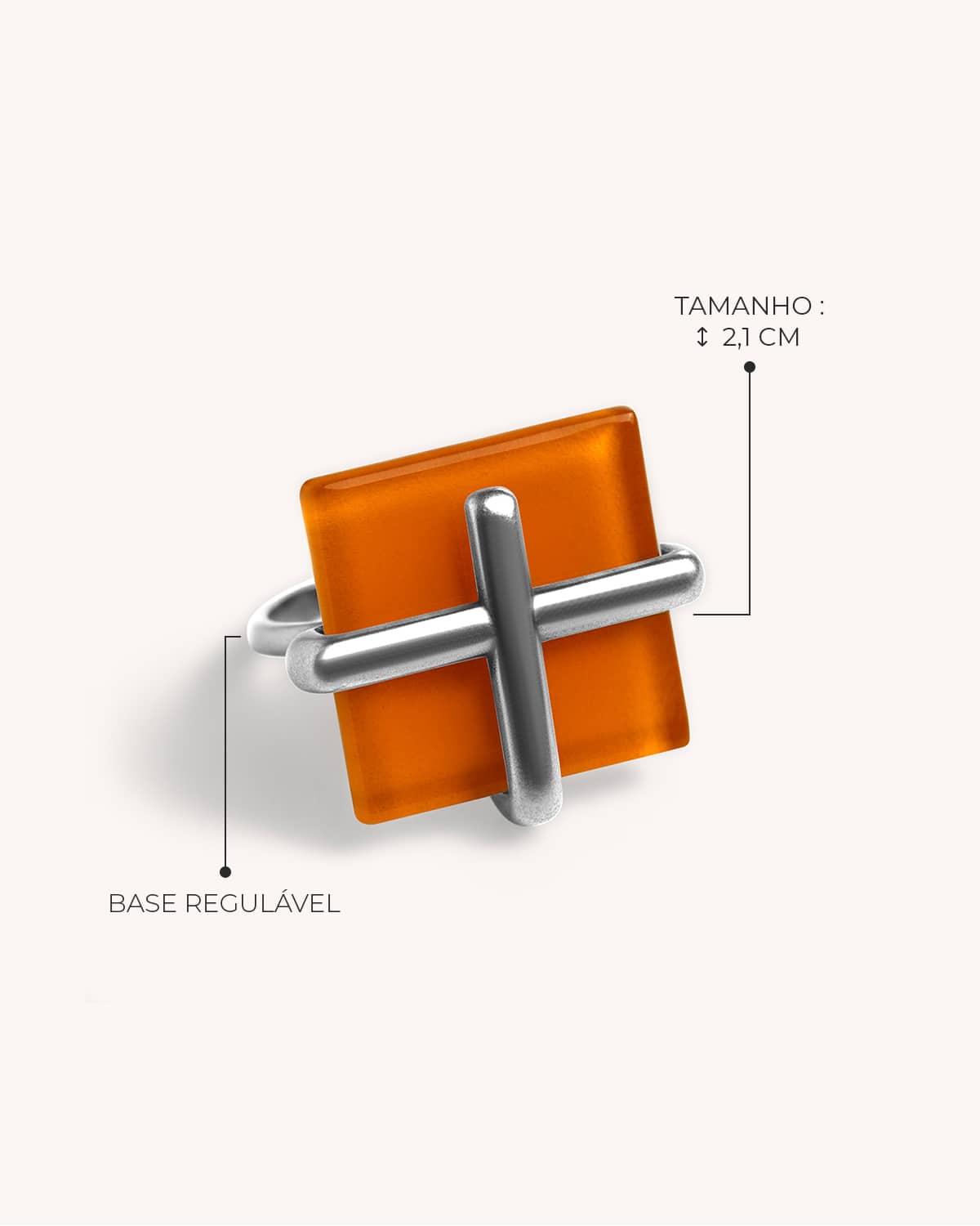 Anel Cruz Laranja - Prata Vintage - Image 3