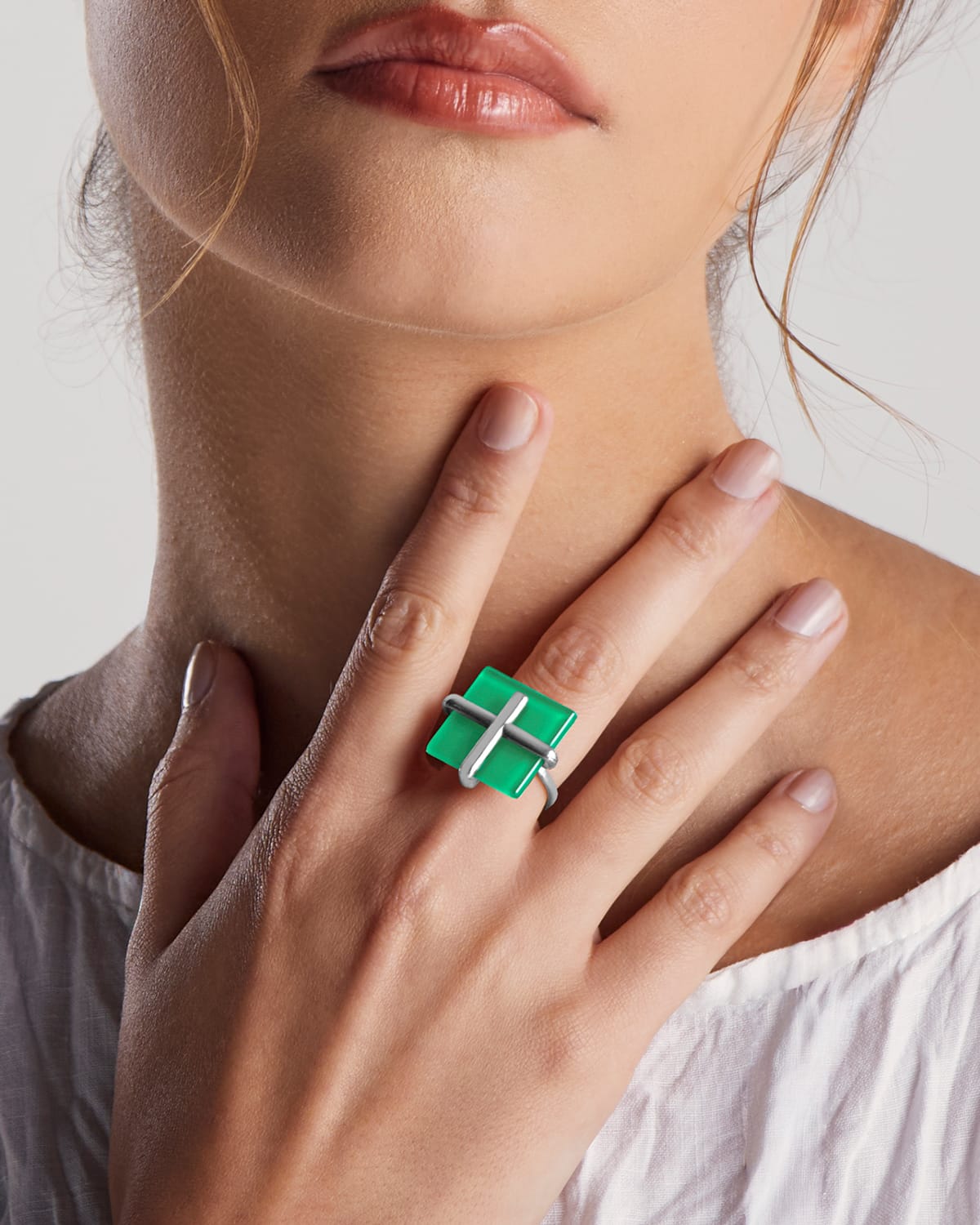 Anel Cruz Verde Água - Prata Vintage - Image 2