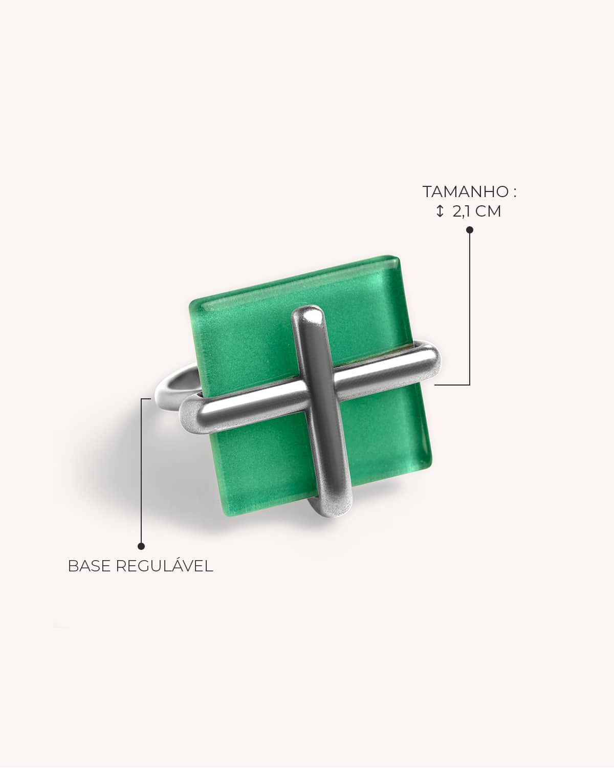 Anel Cruz Verde Água - Prata Vintage - Image 3