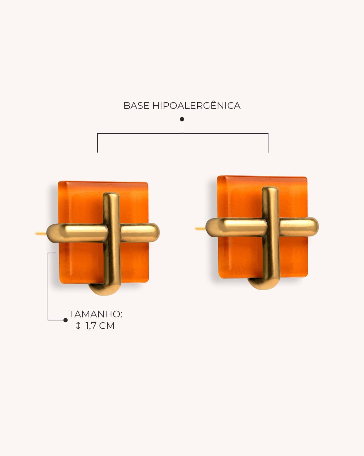 Brinco Cruz Laranja - Ouro Vintage 18K - Image 4