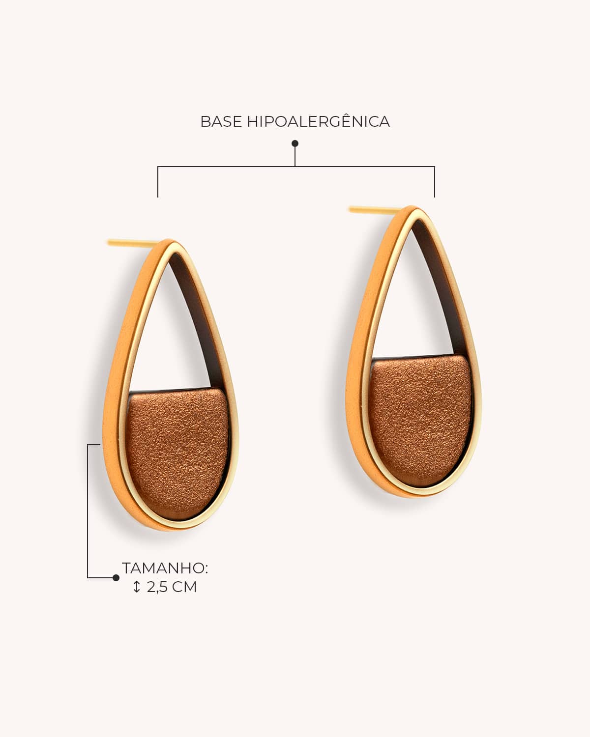 Brinco Gota Bronze - Ouro Vintage 18K - Image 4