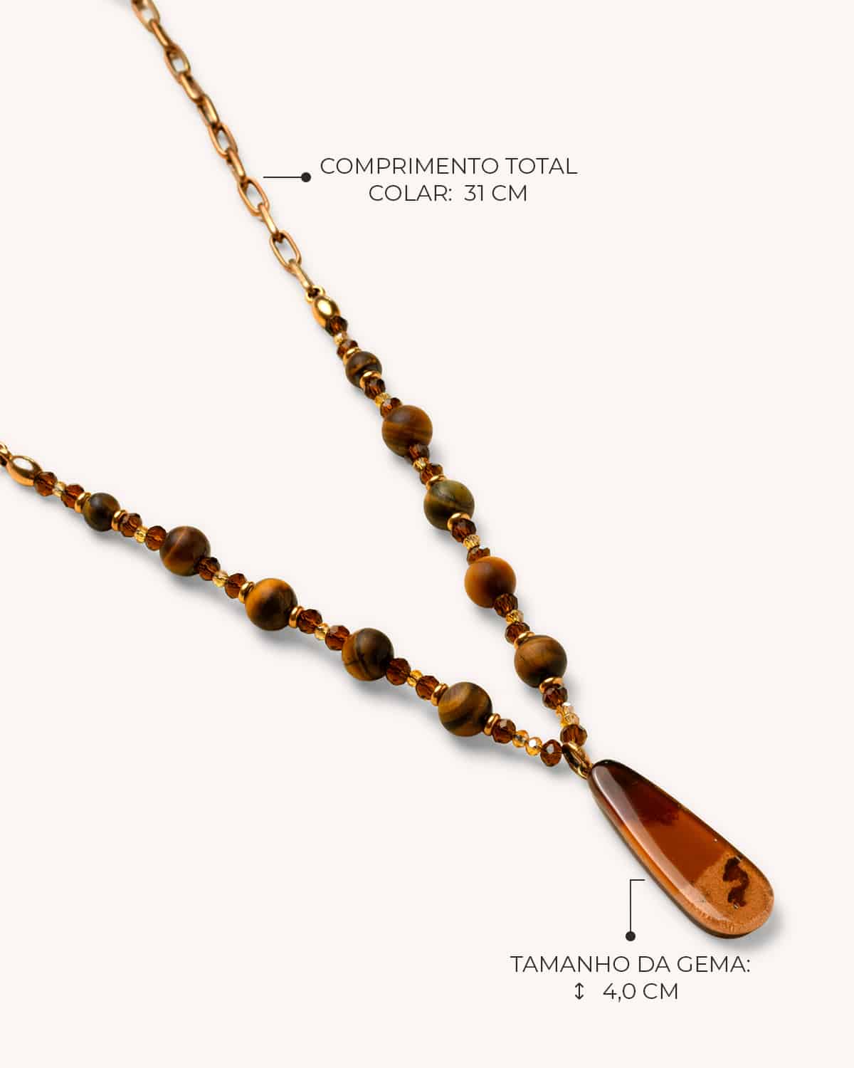 Colar Leme Olho de Tigre - Ouro Vintage 18K - Image 3