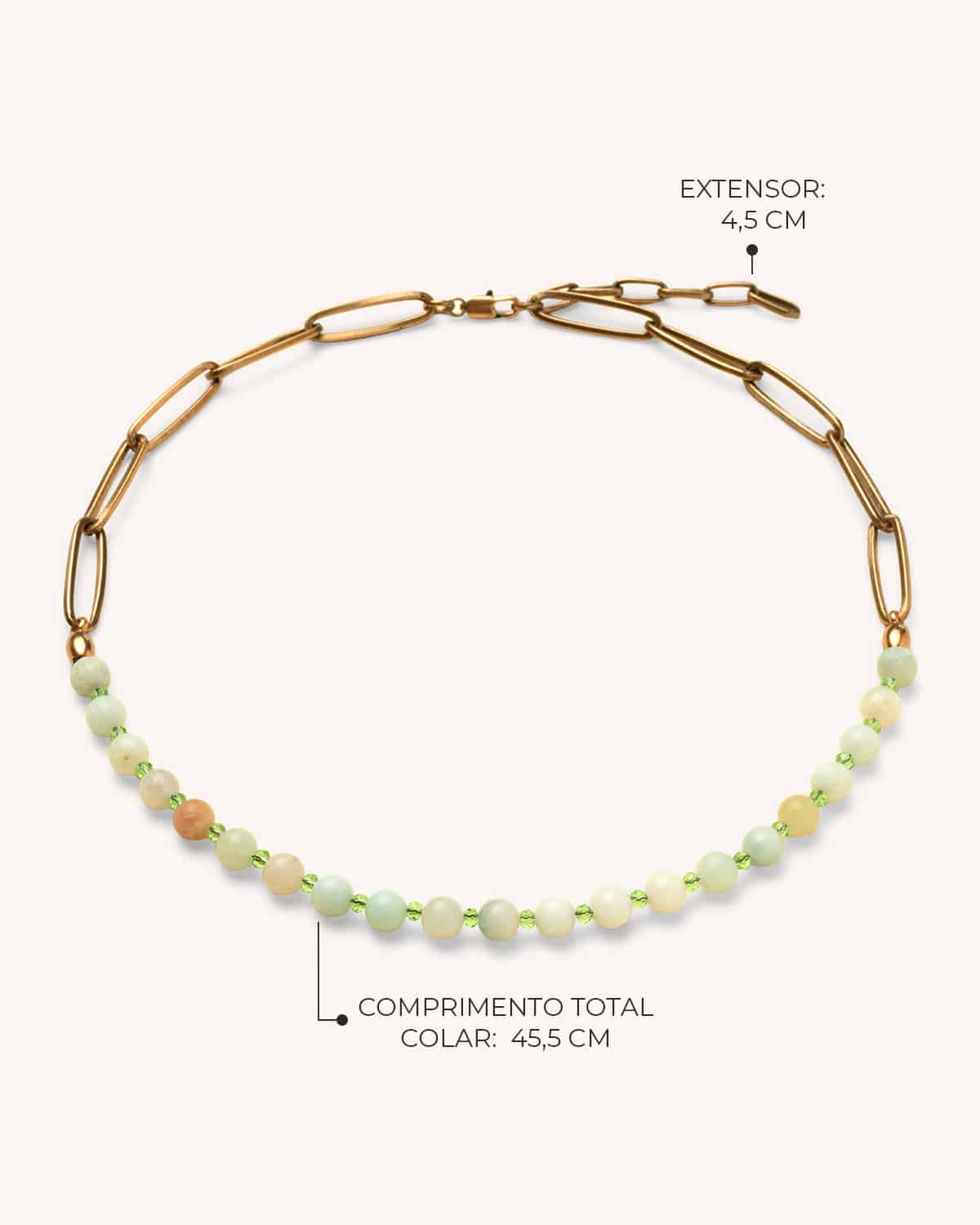 Colar Amazonita e Corrente - Ouro Vintage 18K - Image 3