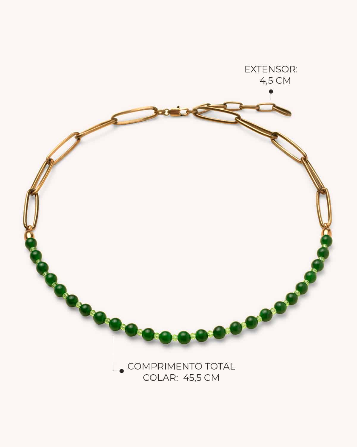 Colar Jade Verde e Corrente - Ouro Vintage 18K - Image 2
