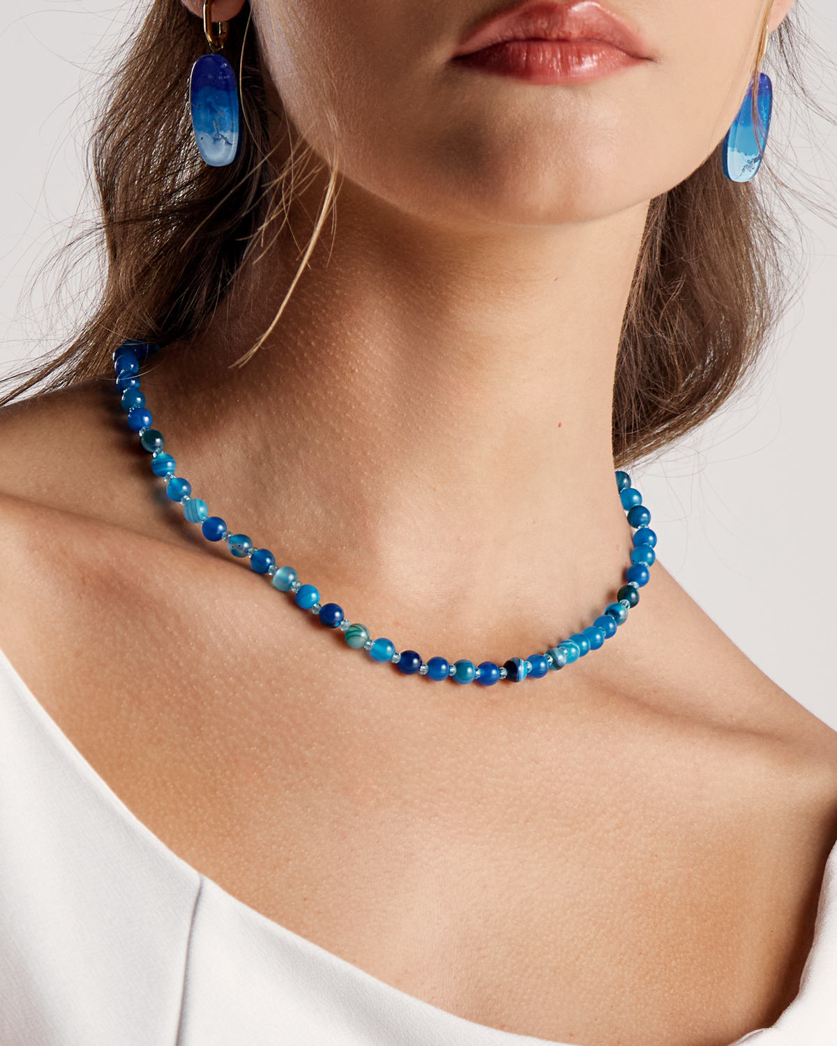 Colar Ágata Azul - Prata Vintage - Image 5