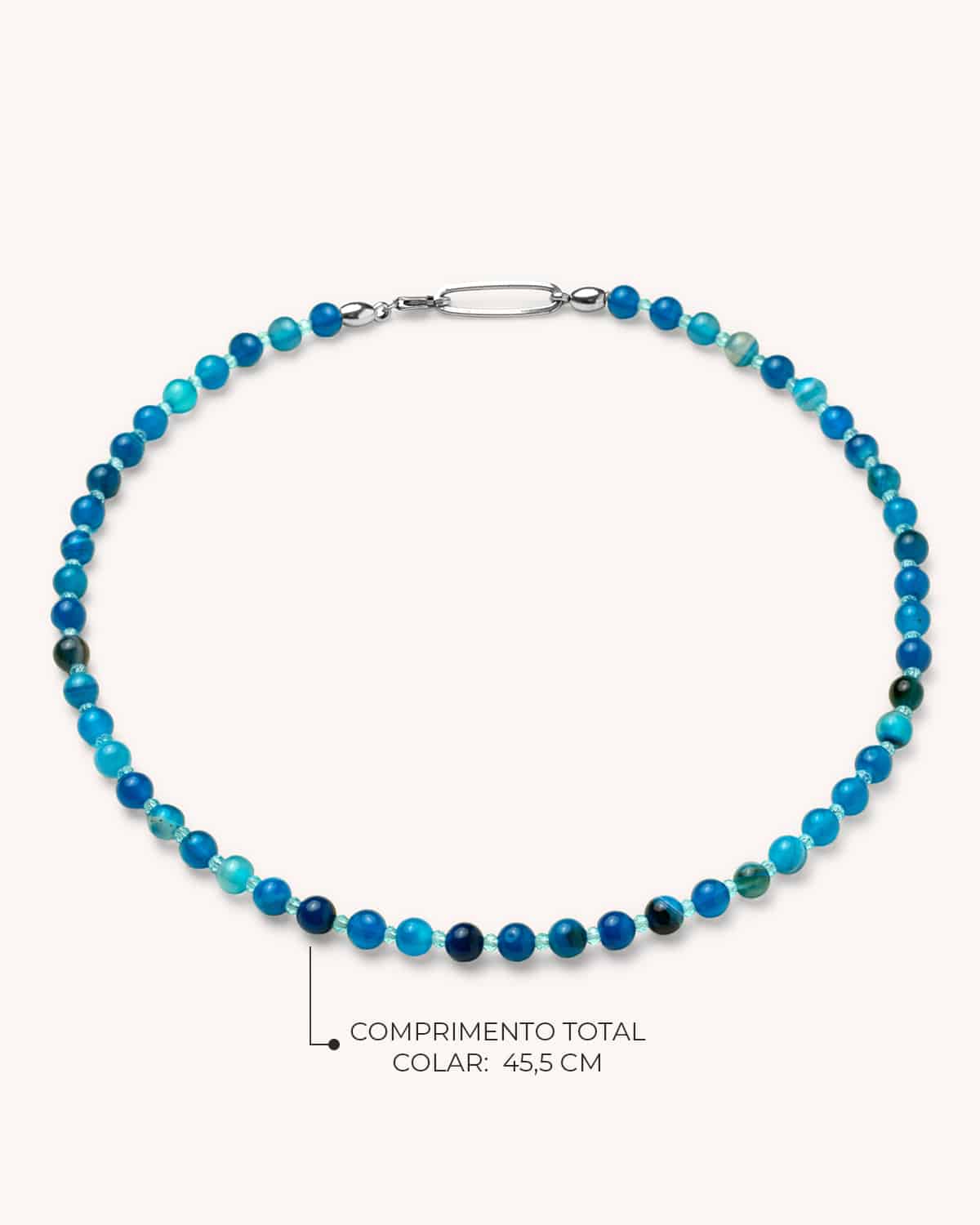 Colar Ágata Azul - Prata Vintage - Image 4