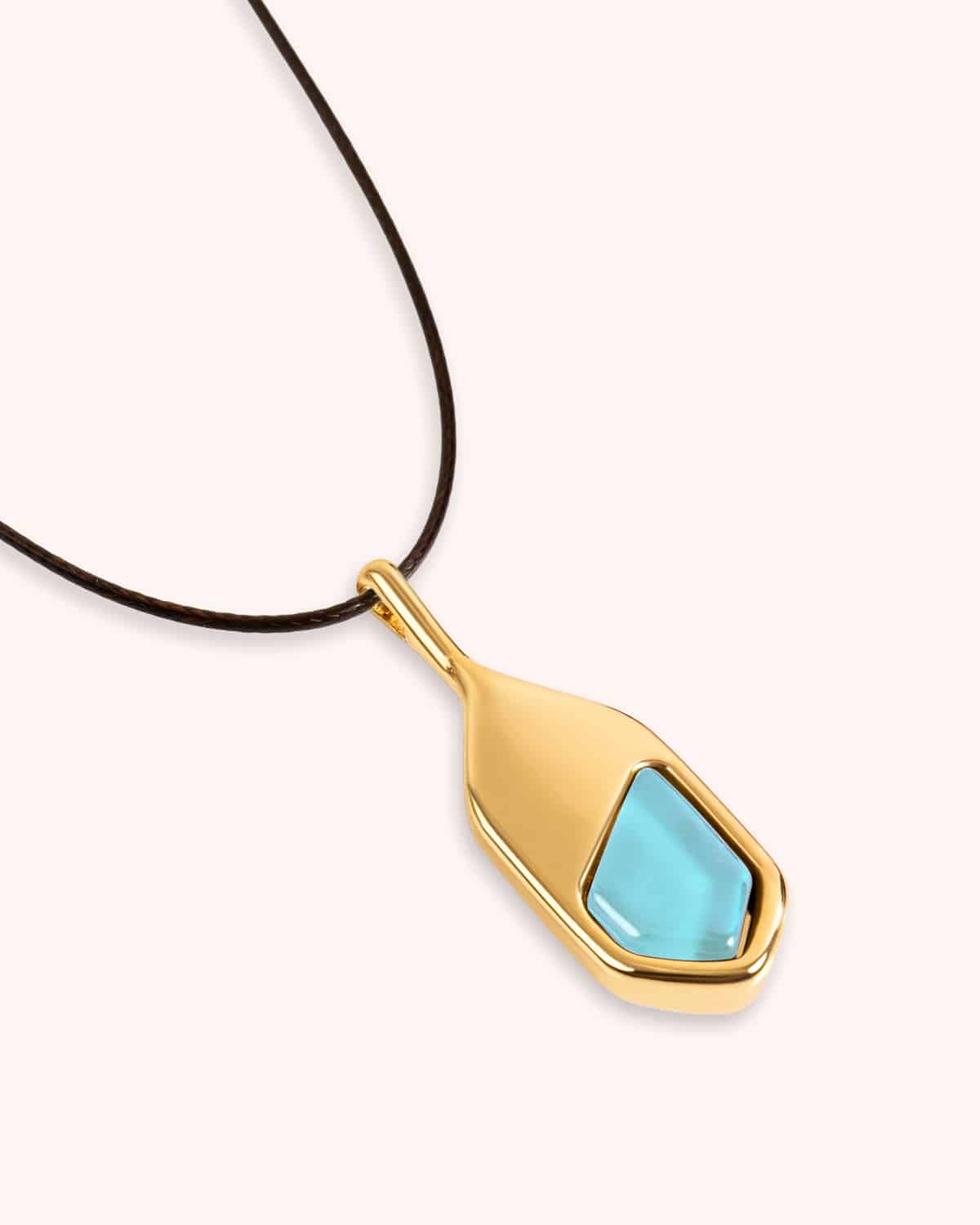 Colar Gaia Azul Turquesa Cordão - Banho Ouro 18K
