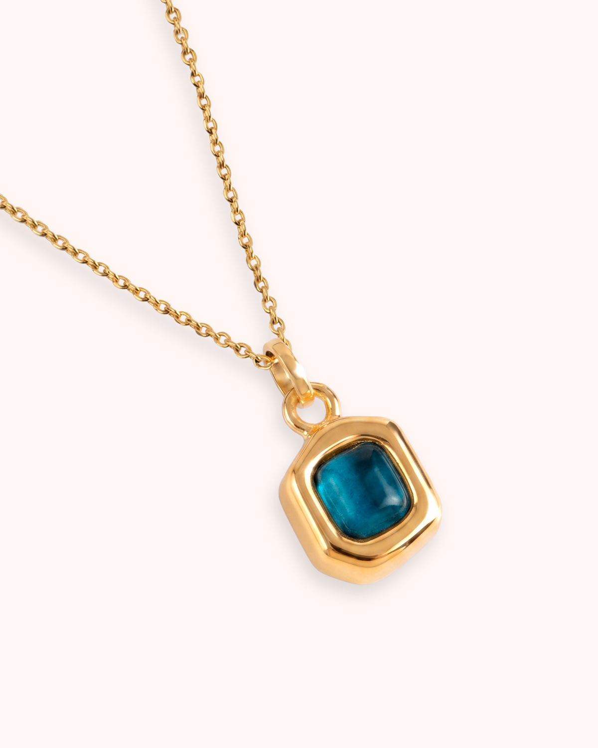 Colar Seixo Azul Laguna - Banho Ouro 18K