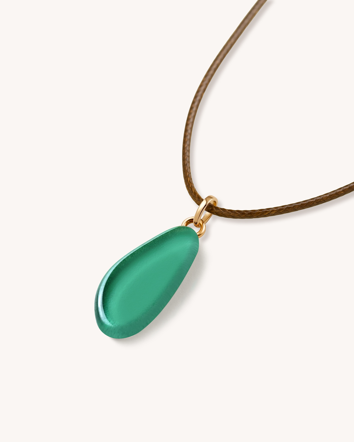 Colar Lis Verde Água Cordão - Banho Ouro 18K